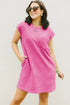 Textured Cap Sleeve T Shirt Dress